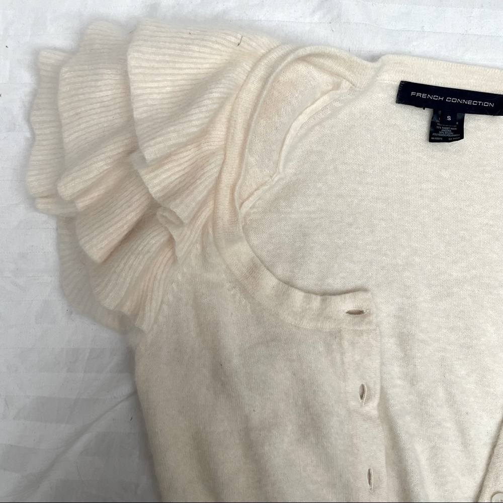 French Connection Crop Sweater Ruffle Sleeves